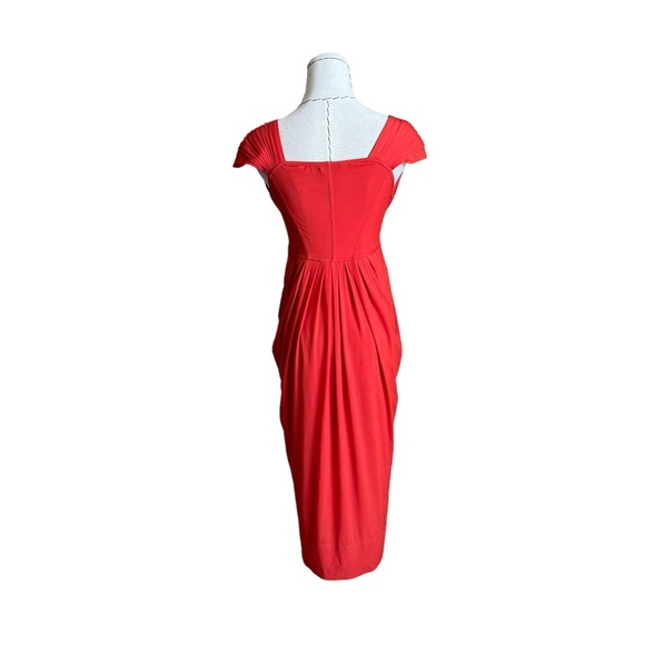 Vintage 90s Y2K Donna Karan Orange Pleated Draped Dress sz Small Made in Italy - Picture 8 of 15